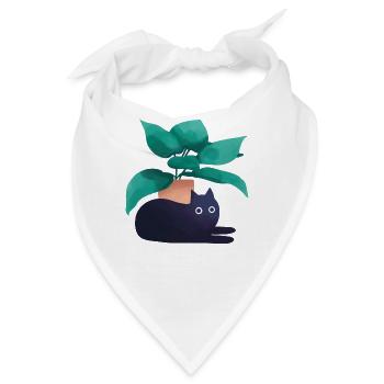 Katzen vor Blumentopf - Bandana - Weiß - Vorne