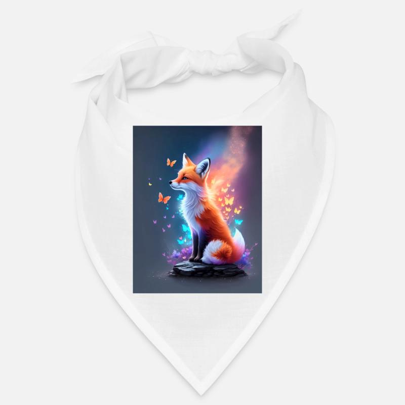 Fantastic Fox with Multicolored Butterflies Bandana