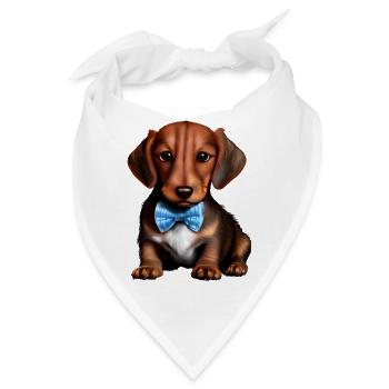 Dachshund mit Anzug Hund Dackelwelpe Hunde - Bandana - Weiß - Vorne