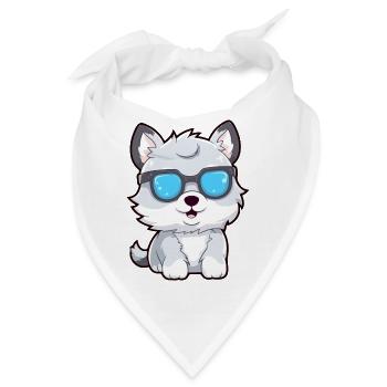 Looki, der Brillenwolf - Bandana - Weiß - Vorne