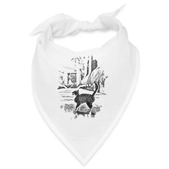 Gezeichnete Katze - Bandana - Weiß - Vorne