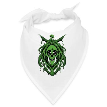 Grüner Totenkopf - Bandana - Weiß - Vorne