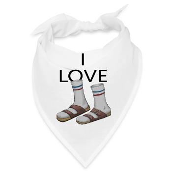 Vintage-Socken mit rotblau gestreiften Gestreifungen und Sandalen - Bandana - Weiß - Vorne