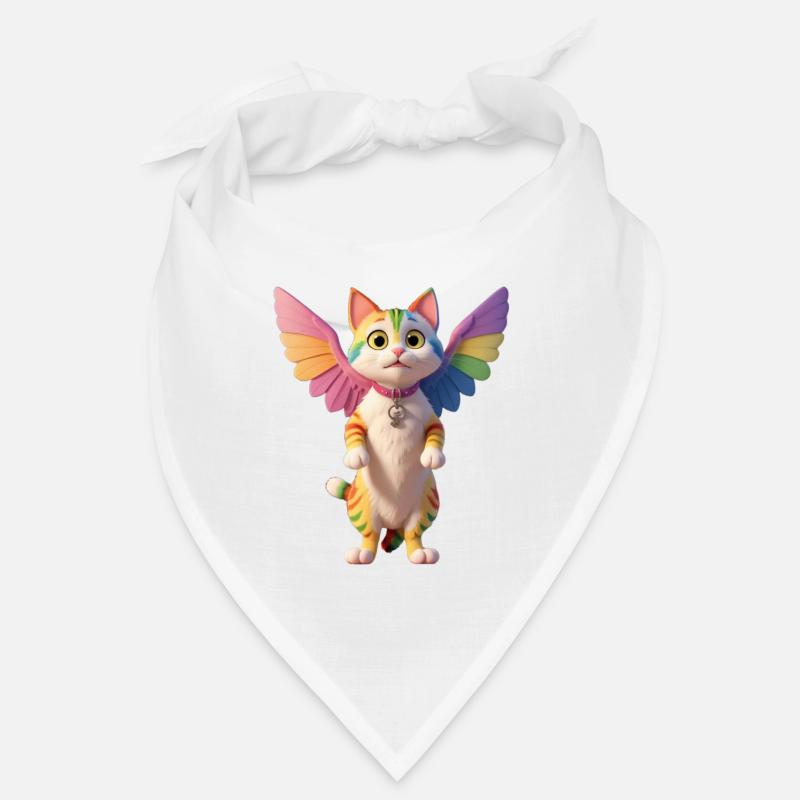 Chat arc-en-ciel avec des ailes - Bandana - blanc