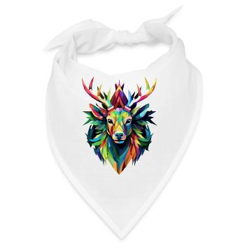 Buntes Hirschgeweih - Origami - Style - Bandana - Weiß - Vorne