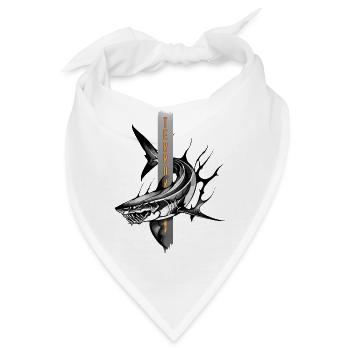 Majestätische Hai-Illustration mit einem Hauch von Schrecken - Bandana - Weiß - Vorne