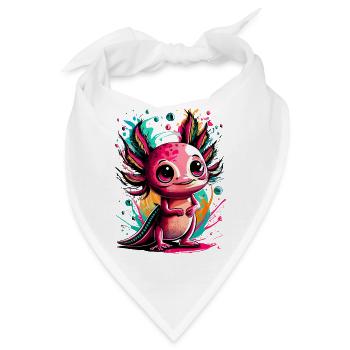 Axolotl Farbenfroh - Axolotl Amphibie - Lurch Bunt - Bandana - Weiß - Vorne