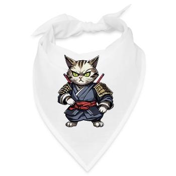 Samurai-Katze #15 - Bandana - Weiß - Vorne