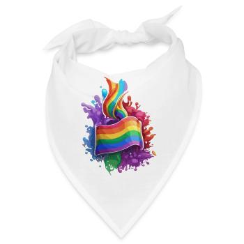 Regenbogen Flagge / LGBTQIA+ /Transgender / Gay - Bandana - Weiß - Vorne