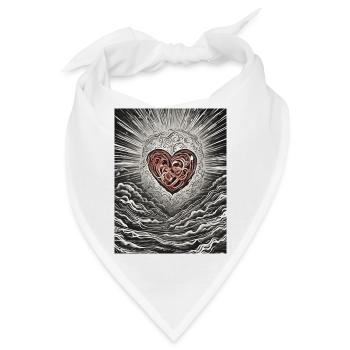 "Strahlendes abstraktes Herz" - Bandana - Weiß - Vorne
