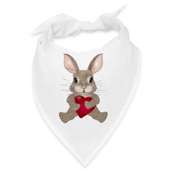 putziges Kaninchen mit Herz zum Valentinstag - Bandana - Weiß - Vorne