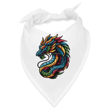 Farbenfroher chinesischer Drache - Bandana - Weiß - Vorne