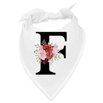 Roter Blumenbuchstabe F - Bandana - Weiß - Vorne