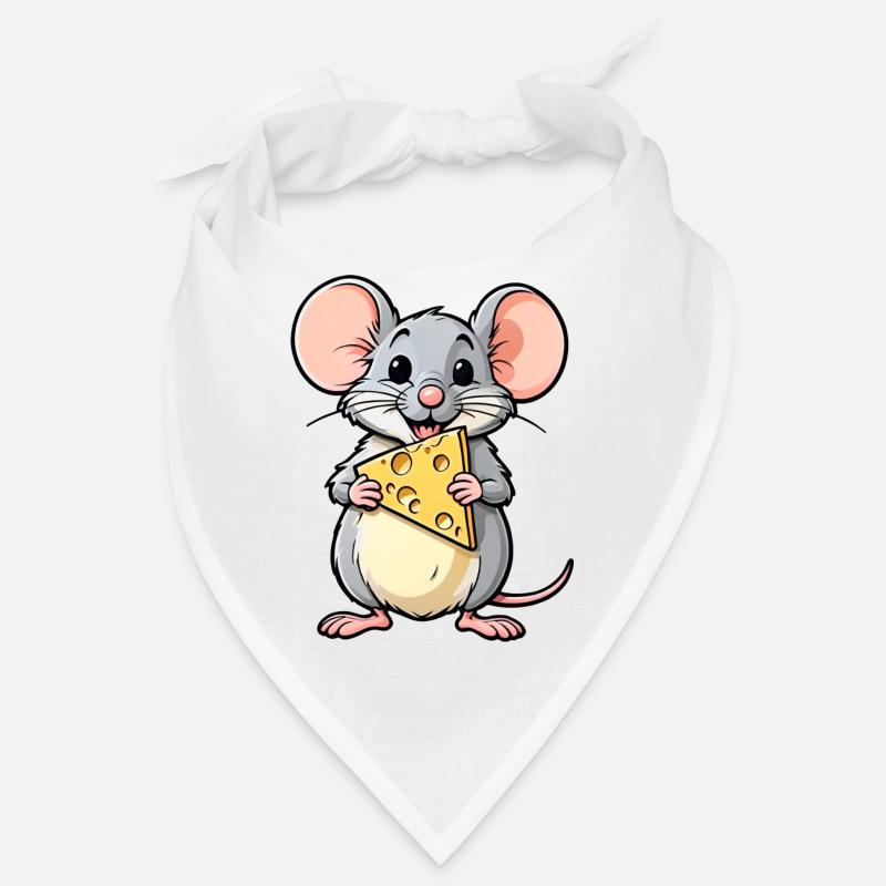 Souris de dessin animé effrontée avec du fromage Bandana