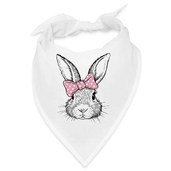 Hase mit rosa Schleife - Bandana - Weiß - Vorne
