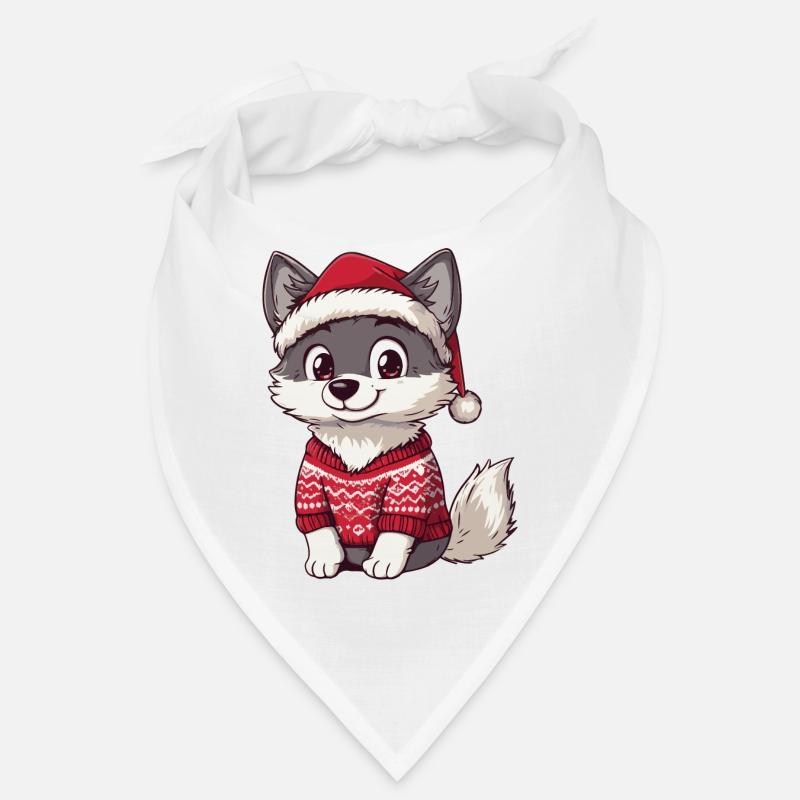 Wolf Weihnachten - Bandana - Weiß