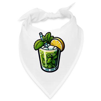 Mojito Cocktail Rum Limette Minze - Bandana - Weiß - Vorne