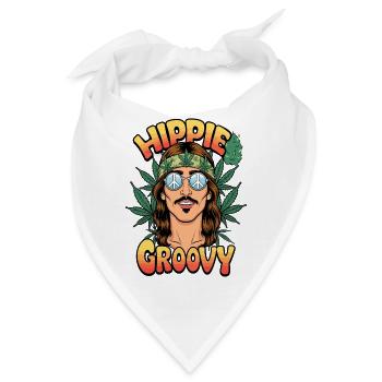 Hippie mit Hanf - Bandana - Weiß - Vorne