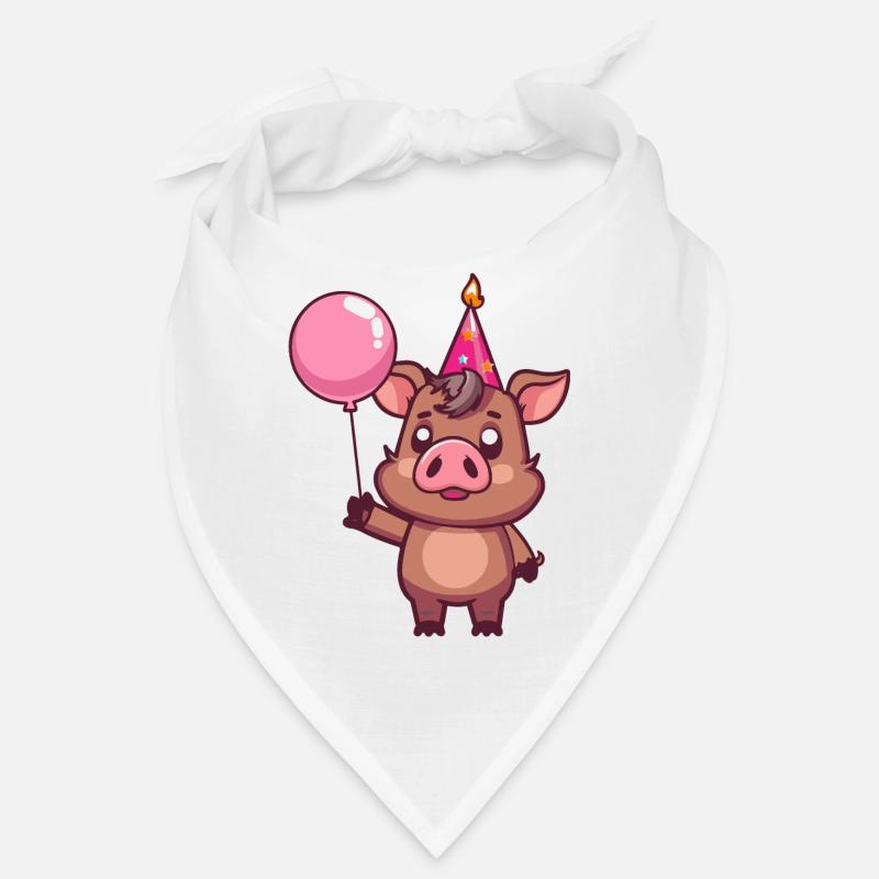 Cochon Anniversaire Bande Dessinée Mignon Sanglier Bandana