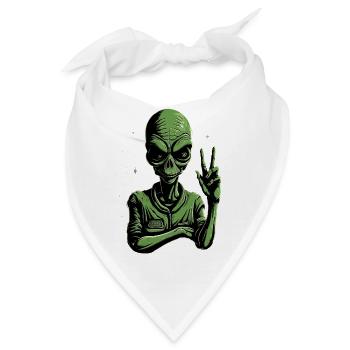 Alien Peace Sign - Bandana - Weiß - Vorne