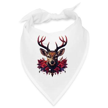 Geheimnisvolle Anmut, der Hirsch der Schatten und Lichter. - Bandana - Weiß - Vorne