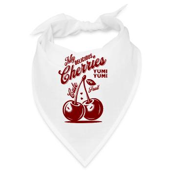 My Delicious Cherries – Retro Fruit Design - Bandana - Weiß - Vorne
