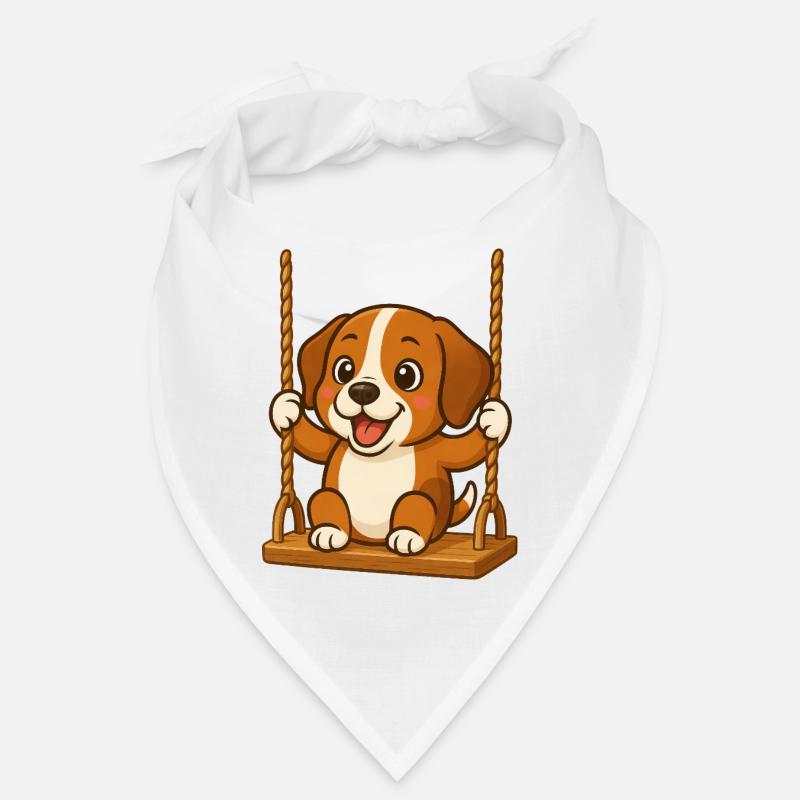 Chien de dessin animé Beagle mignon sur des balançoires Bandana