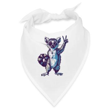 Retro Maki Lemur - Bandana - Weiß - Vorne