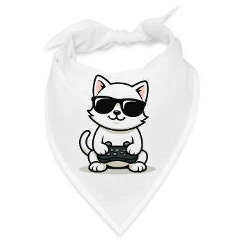 Gamer Cat Coolness - Bandana - Weiß - Vorne