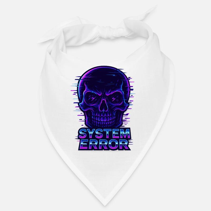 Neon Glitch Schädel mit Systemfehlertext Bandana