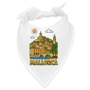Farbige Stadtlandschaft von Mallorca - Bandana - Weiß - Vorne