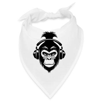 Entspannter Affe Wireless Kopfhörer Café Shirt - Bandana - Weiß - Vorne