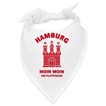 Hamburg – Moin Moin Ihr Plattfische Plattdeutsch R - Bandana - Weiß - Vorne