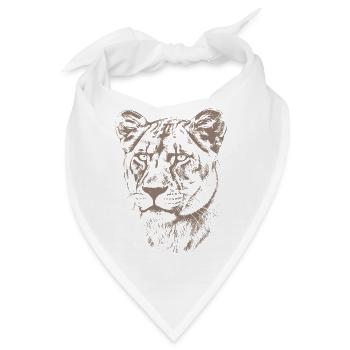Löwin Illustration - Bandana - Weiß - Vorne