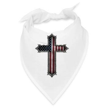 USA Kreuz Flagge - Bandana - Weiß - Vorne