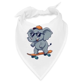 Lustiges Elephnat Skaten auf Skateboard Cartoon Skateboard - Bandana - Weiß - Vorne