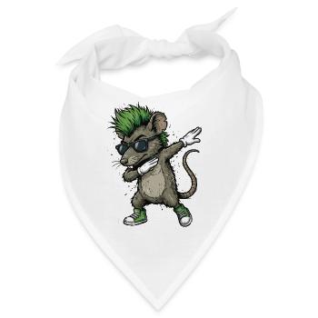 Punk Dabbing Ratte Cartoon - Bandana - Weiß - Vorne