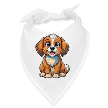 Sitzender Welpe - Bandana - Weiß - Vorne