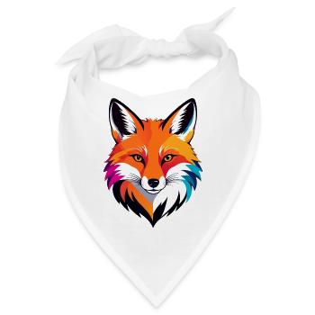 Bunter Fuchs Kopf Rotfuchs Gesicht Porträt Motiv - Bandana - Weiß - Vorne
