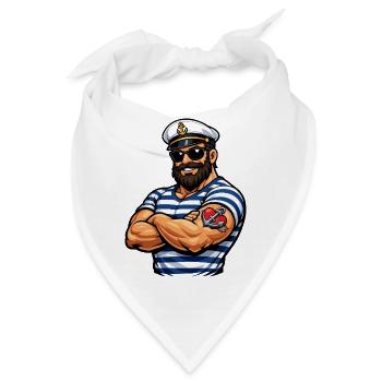 Seemann mit Tattoo - Bandana - Weiß - Vorne