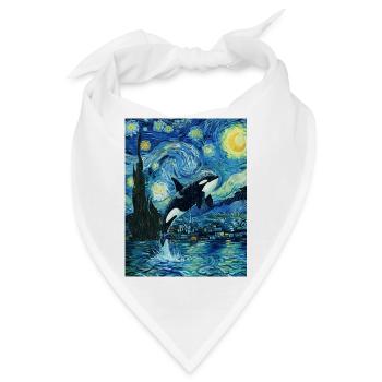 Sternennacht Orca Ozean Wildtiergemälde I - Bandana - Weiß - Vorne