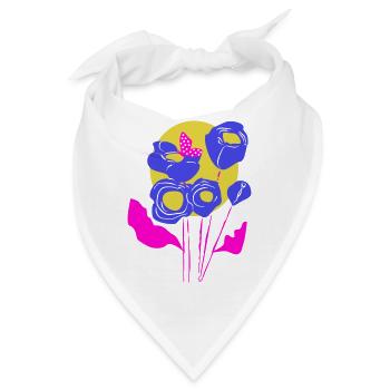 Blumenbouquet in Neonfarben - Bandana - Weiß - Vorne