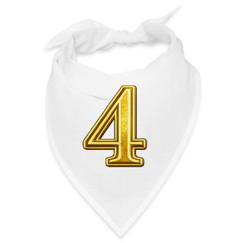 Goldene Vier Ziffer – Luxus Typografie - Bandana - Weiß - Vorne