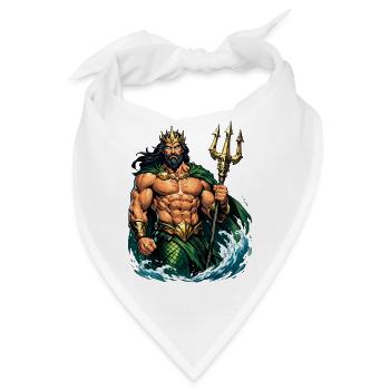 Poseidon-König mit Dreizack - Bandana - Weiß - Vorne