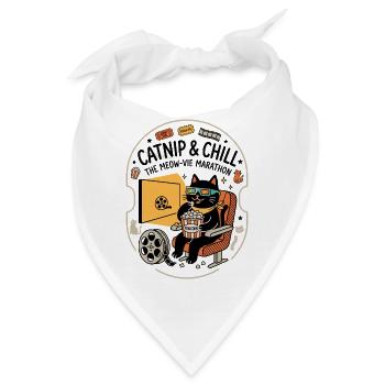 Kino Katze Popcorn 3D Look - Bandana - Weiß - Vorne