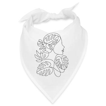 Botanische Strichzeichnung: Frauenprofil - Bandana - Weiß - Vorne
