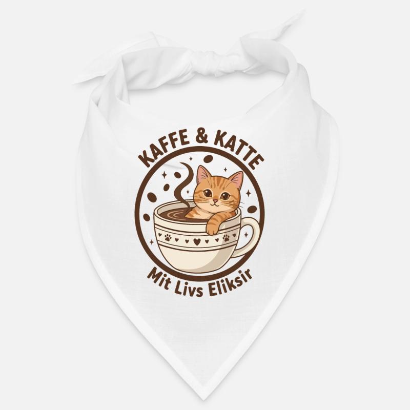 Chat au café en tasse : Élixir Ronron Bandana