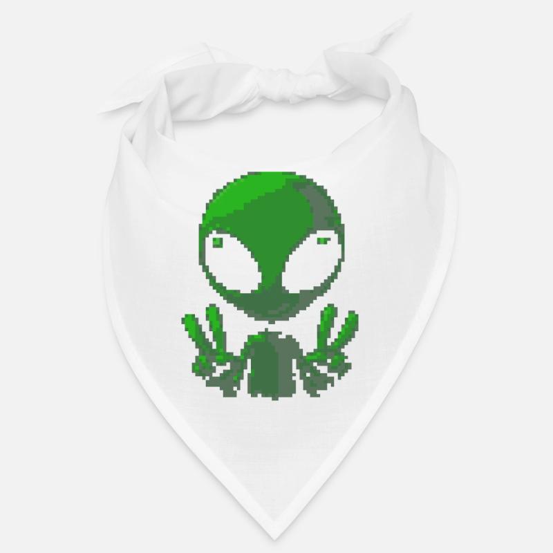 Pixel grünes Alien-Friedenszeichen Bandana