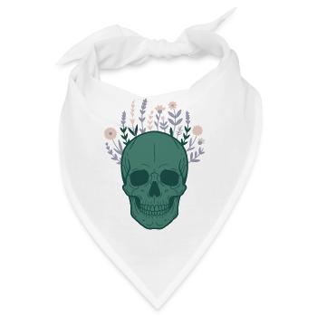 Totenkopf Schädel Botanik Blumen Blüten Mystisch - Bandana - Weiß - Vorne