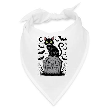 Eine schwarze Katze auf dem Grabstein der Ruhe in Frieden - Bandana - Weiß - Vorne